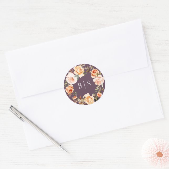 Adesivo Redondo Terthy Autumn Floral Wreath Monograma (Envelope)