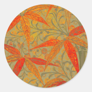 Adesivo Redondo Terthy Bamboo Art Vintage Impressão Orange