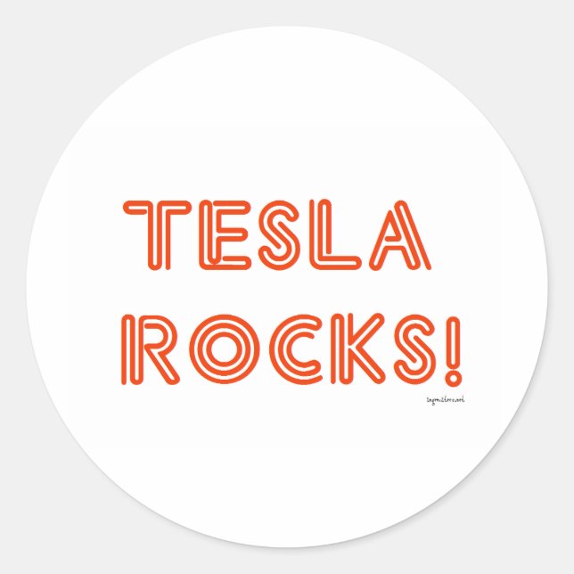 Adesivo Redondo Tesla Rocks! (Frente)