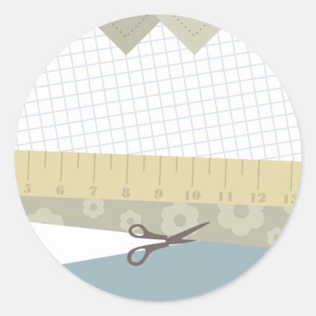 Adesivo Redondo tesoura artesanato de costura medindo gi de embala (Frente)