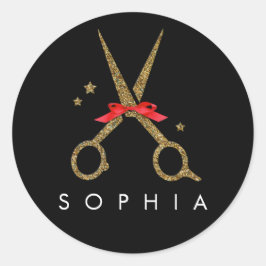 Adesivo Redondo Tesoura com brilho no ouro - Estilista de cômodos