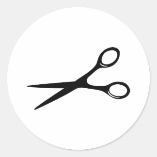 Adesivo Redondo tesoura de cabeleireiro preto