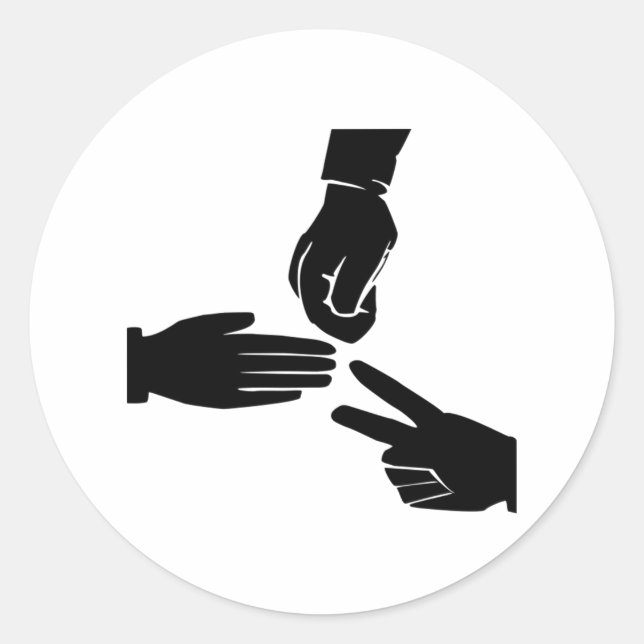 Adesivo Redondo Tesoura de Papel Rock (Frente)