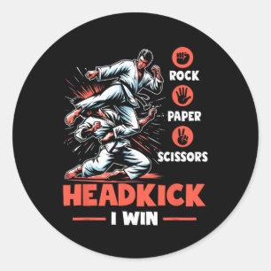 Adesivo Redondo Tesoura de Papel Rock Ganhou Engraçado Taekwondo K