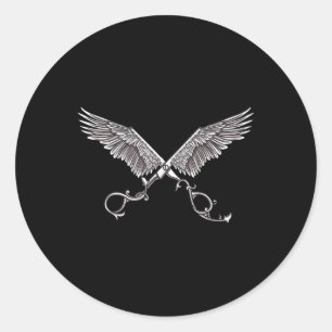 Adesivo Redondo Tesoura legal De Estilos De Cabelo Com Tatuagem De