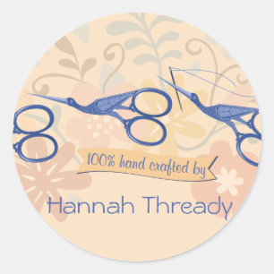 Adesivo Redondo Tesouras decorativas da cegonha do pássaro que