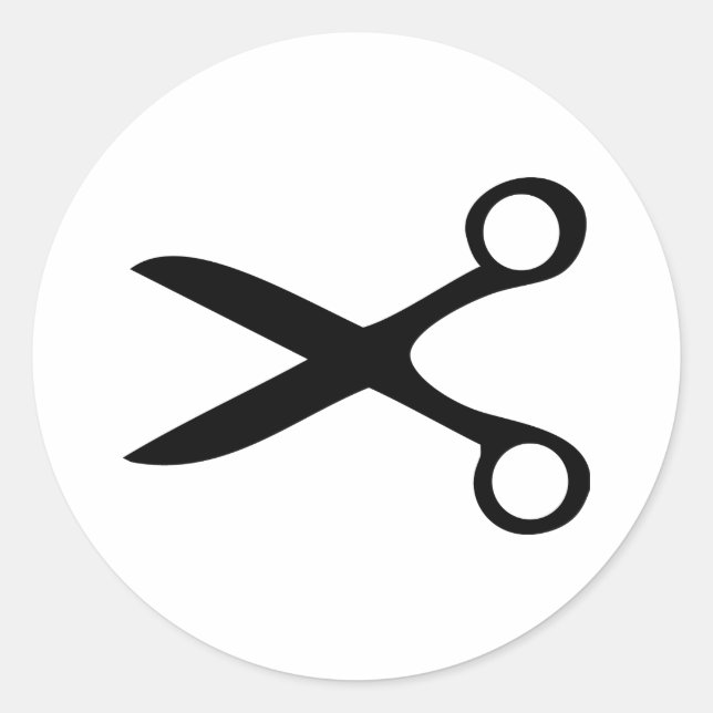 Adesivo Redondo tesouras pretas do cabeleireiro (Frente)