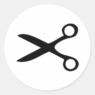 Adesivo Redondo tesouras pretas do cabeleireiro