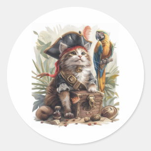 Adesivo Redondo Tesouro de Gato Pirata