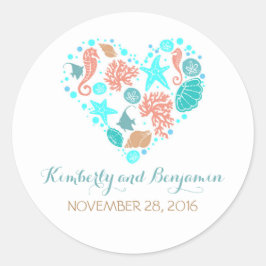 Adesivo Redondo Tesouros costeiros Pérolas Casamento Náutico Cardí