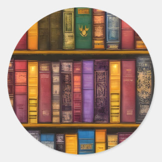 Adesivo Redondo Tesouros literários - Livros antigos clássicos