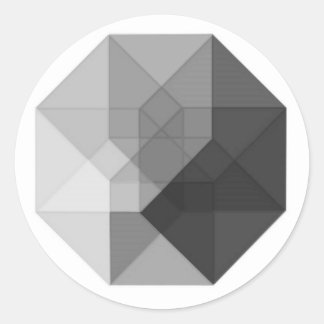 Adesivo Redondo Tesseract (escala de cinza)