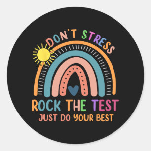 Adesivo Redondo Test Day Rock The Test Rainbow Gifts Teacher Stuac