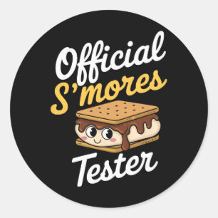 Adesivo Redondo Testador Oficial de S'mores de Acampamento S'mores