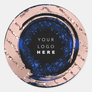 Adesivo Redondo Teste-me para o Marinho de logotipo Rosa Exemplo d