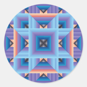 Adesivo Redondo Teste padrão 3 da edredão em azul e em roxo