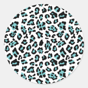 Adesivo Redondo Teste padrão animal do impressão do leopardo pre