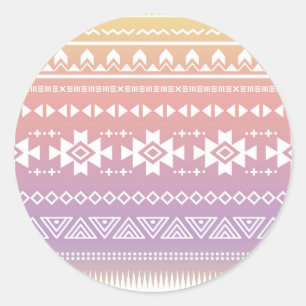 Adesivo Redondo Teste padrão asteca tribal do ombre
