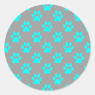 Adesivo Redondo Teste padrão azul e cinzento das patas