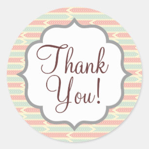 Adesivo Redondo Teste padrão azul e cor-de-rosa da luz do vintage