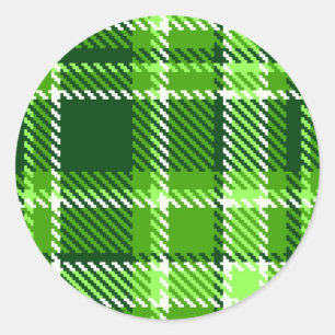 Adesivo Redondo Teste padrão Checkered da cor verde