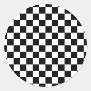 Adesivo Redondo Teste padrão checkered preto e branco