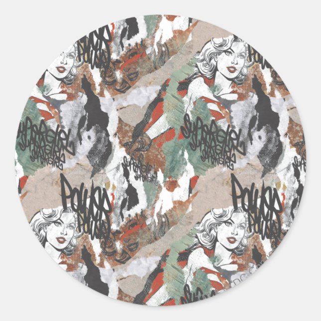 Adesivo Redondo Teste padrão cómico 6 das alcaparras de Supergirl (Frente)