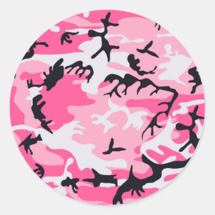 Adesivo Redondo Teste padrão cor-de-rosa da camuflagem de Camo