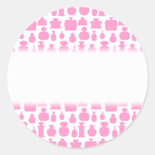 Adesivo Redondo Teste padrão cor-de-rosa e branco da garrafa de