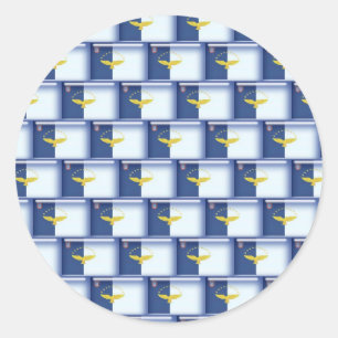 Adesivo Redondo teste padrão da bandeira de 3D Açores
