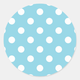 Adesivo Redondo Teste padrão de bolinhas azul e branco