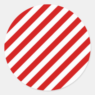 Adesivo Redondo Teste padrão diagonal vermelho e branco das