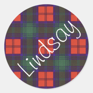 Adesivo Redondo Teste padrão escocês do Tartan de Lindsay