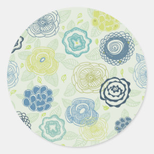 Adesivo Redondo Teste padrão floral à moda com flores bonitos