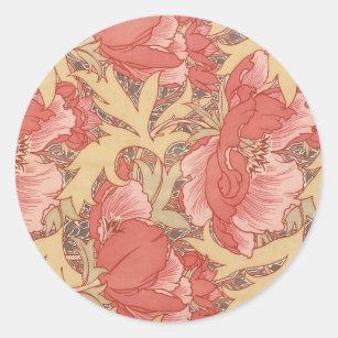 Adesivo Redondo Teste padrão floral de Nouveau da arte das