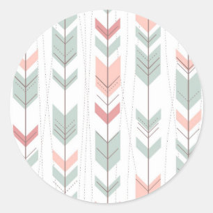 Adesivo Redondo Teste padrão geométrico no estilo retro