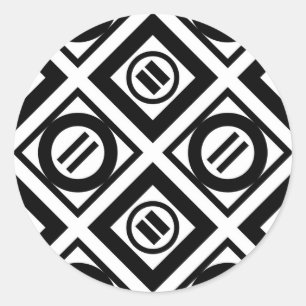 Adesivo Redondo Teste padrão geométrico preto do sinal igual no
