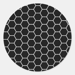 Adesivo Redondo Teste padrão geométrico preto e branco do hexág