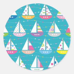 Adesivo Redondo Teste padrão Pastel do veleiro