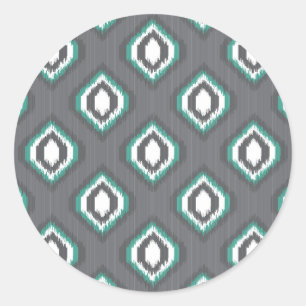 Adesivo Redondo Teste padrão tribal do ikat retro geométrico