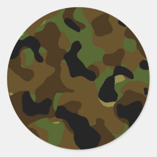 Adesivo Redondo Teste padrão verde militar da camuflagem de Camo