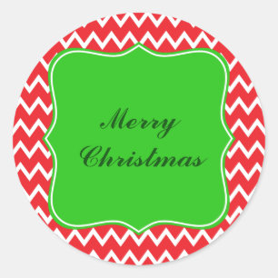 Adesivo Redondo Teste padrão vermelho e branco de Chevron com