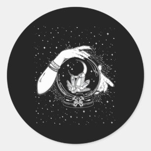 Adesivo Redondo Testemunha Mística Crystal Ball Gypsy Fortune Tell