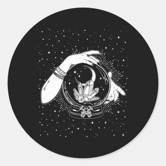 Adesivo Redondo Testemunha Mística Crystal Ball Gypsy Fortune Tell (Frente)