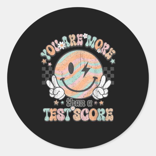 Adesivo Redondo Testing Teacher Groovy Smile You Are More Than A T (Frente)