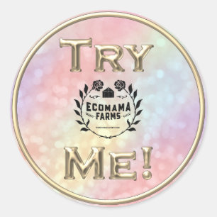 Adesivo Redondo Testor do Ouro do logotipo me - Exemplo Holográfic