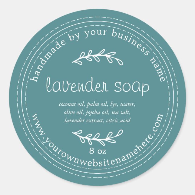 Adesivo Redondo Teto de Sabão Lavender Feita À Mão Russa (Frente)