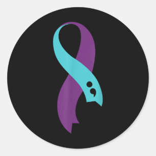 Adesivo Redondo Teto Roxo - Fita Semicolão - Prevenção Suicida Aw