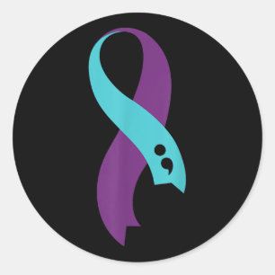 Adesivo Redondo Teto Roxo - Fita Semicolão - Prevenção Suicida Aw