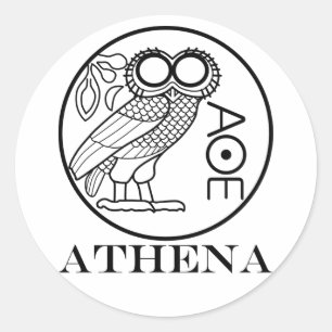 Adesivo Redondo Tetradrachm da coruja de Athena (pia batismal dos
